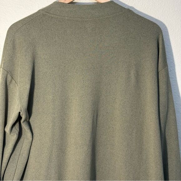 Tickled Teal Olive Knit Cardigan Women’s 1X Open Front longline Pockets. - Picture 5 of 10